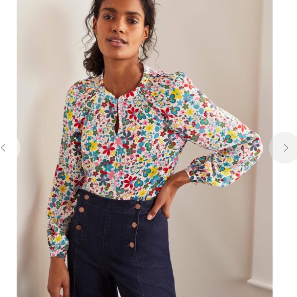 Boden Tops - Boden Kitty Smocked Neck Floral Blouse US 12